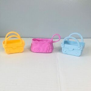 littlest pet shop lot of 3 pet carriers yellow pink blue hasbro lps accessories